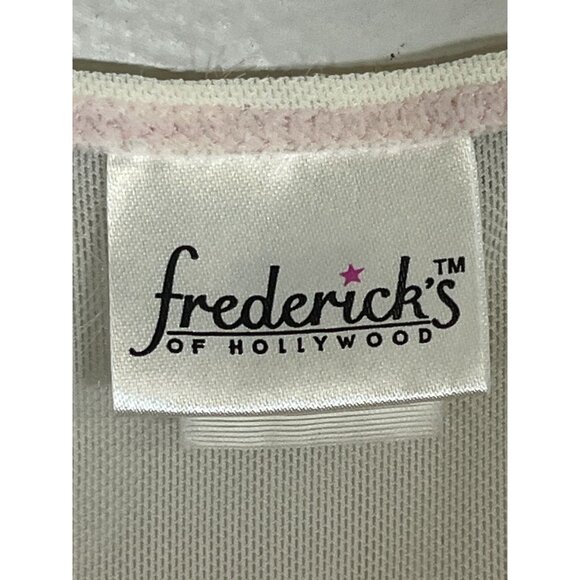 Fredericks Intimates XL Cream Mesh Babydoll Top Velvet Ties Sheer Coquette Chic - Picture 7 of 12